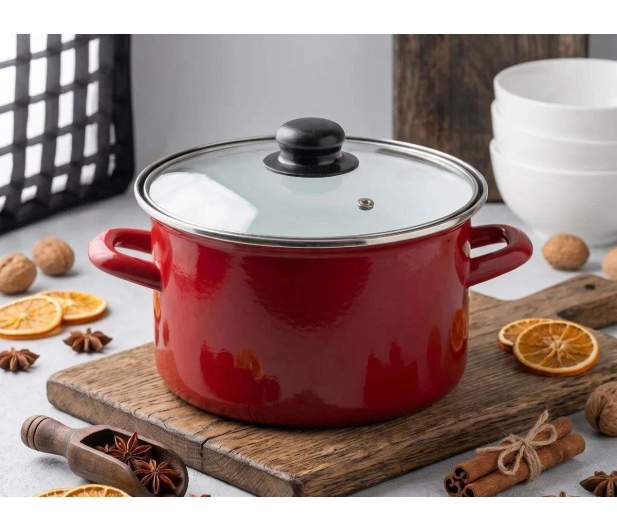 Altom Garnek emaliowany 24 cm 4,6 l pokrywka merlot indukcja - 1611128 - zdjęcie 6